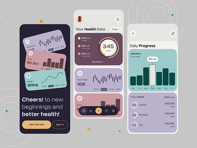 Health Tracking App UI activity tracker app design exercise finess app graph health tracking app ios app mobile ofspace ui ux workout