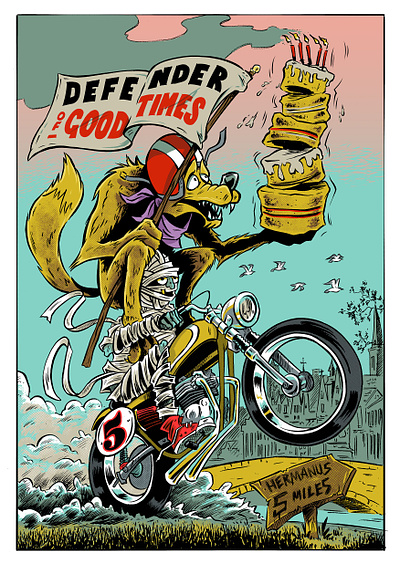 HERMANUS birthday poster art design illustration motorcycle poster print