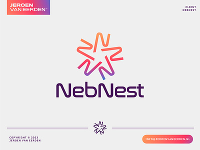 NebNest - Logo Design branding creative branding creative logo designer gradient hub logo modern logo monogram n nebnest nebula nest network platform resources space star tool wordmark