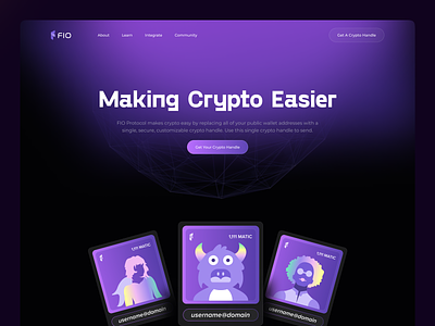Cryptocurrency FIO Protocol Landing Page Re-design arafat branding cryptocurrency design homepage illustration landing page protocol website redesign website ui web web design website website design