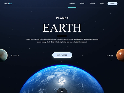 Space Education animation animation design branding design earth illustration landing minimalistic planets space ux web website website design