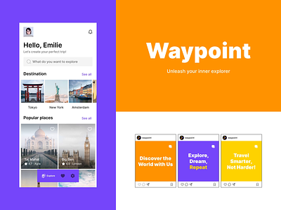 The Waypoint mobile app animation app design branding icon illustration interaction ios logo mobile app music os app
